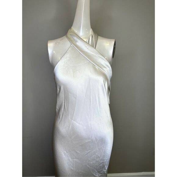 NWT GALVAN LONDON SATIN PANDORA DRESS PLATINUM SIZE US4 $1695 - Picture 6 of 15